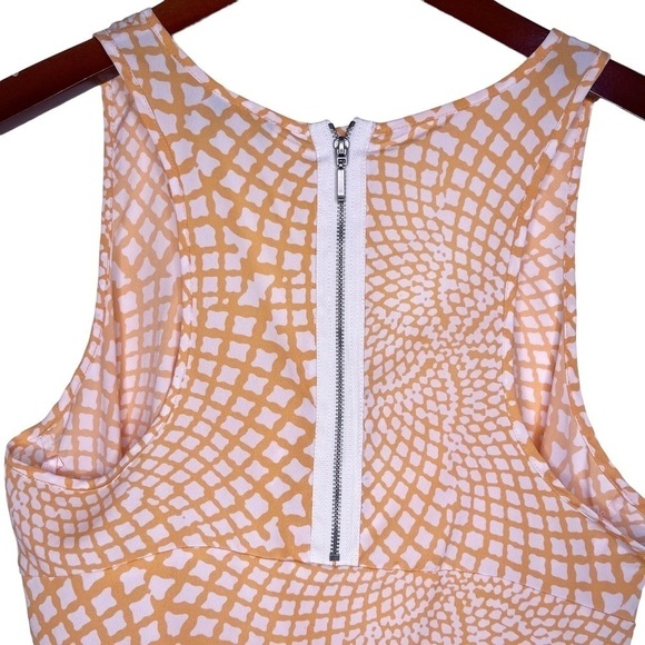 CYNTHIA STEFFE Zipper Back Sleeveless Top Size Medium in Orange and White Spiral - Picture 13 of 15